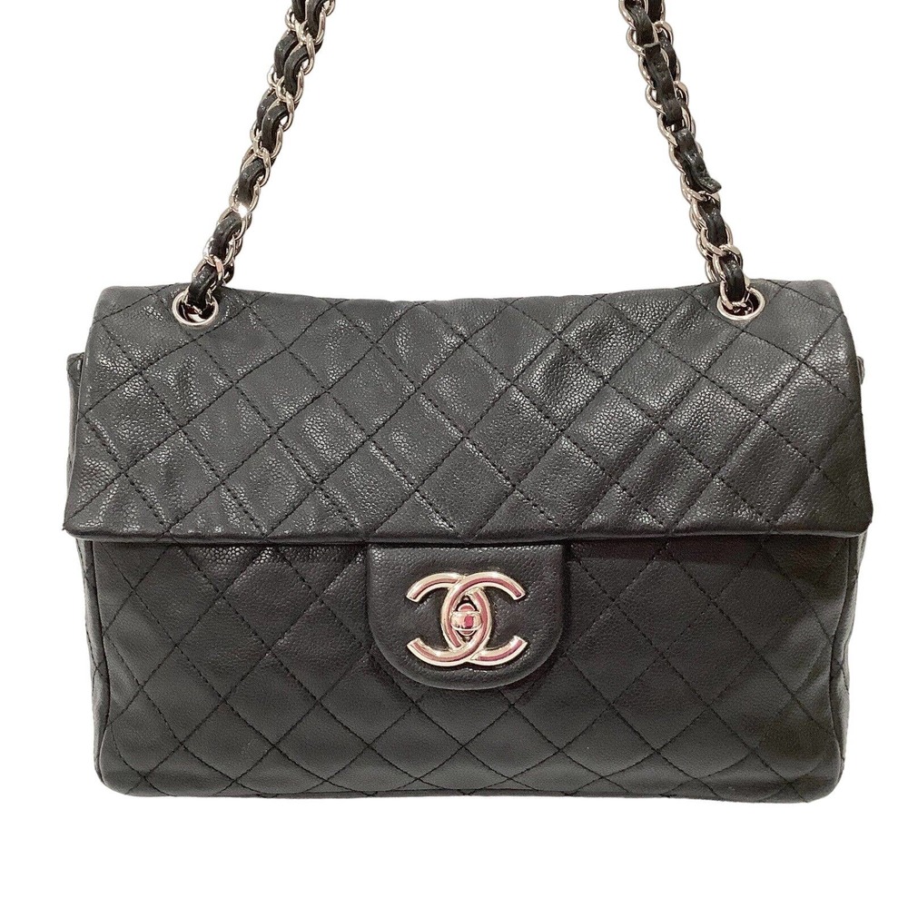CHANEL MAXI Black Caviar Classic Single Flap Handbag SHW Shoulder Bag